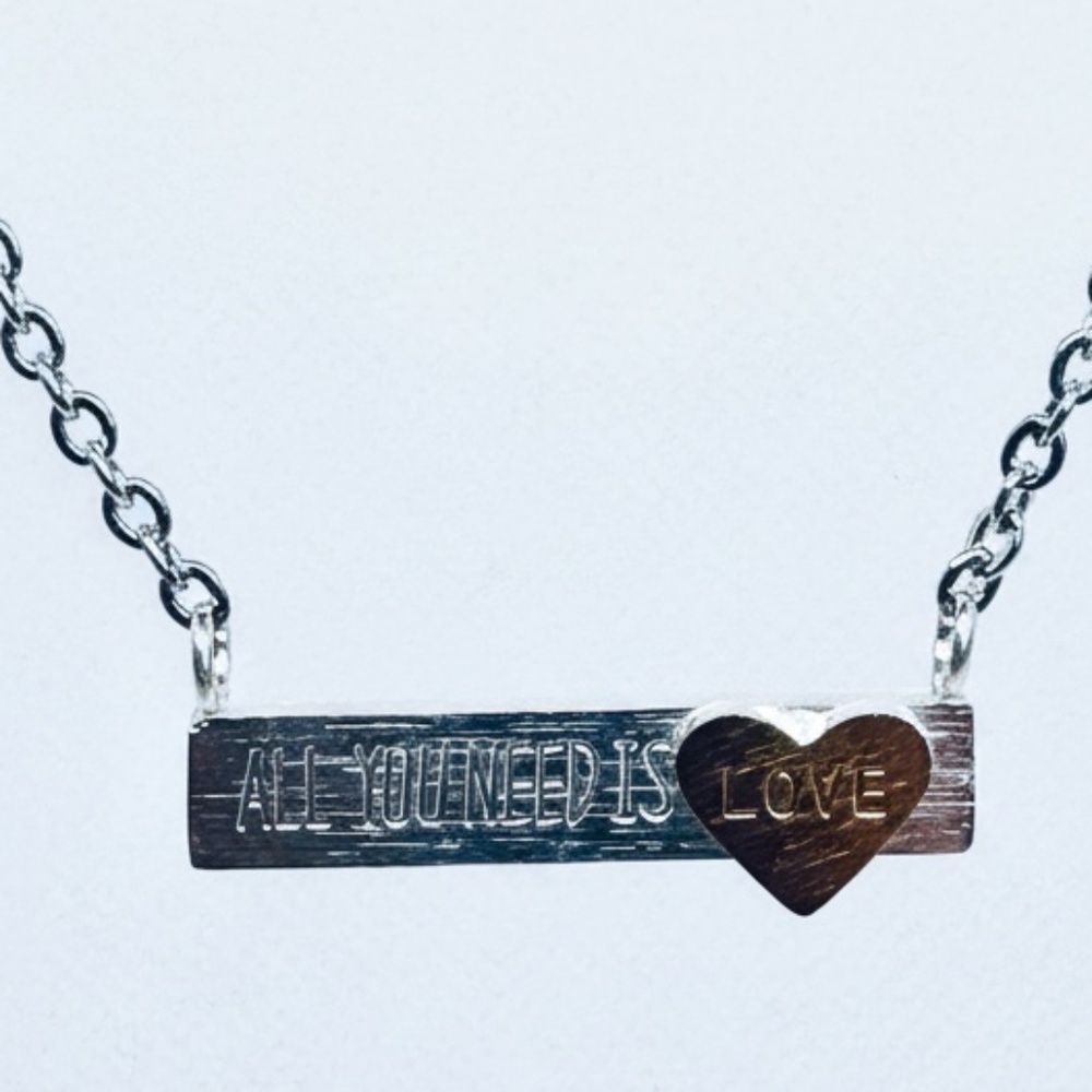 Indio Jewelry Silver All You Need is Love Bar Necklace #226 - Picture 5 of 7